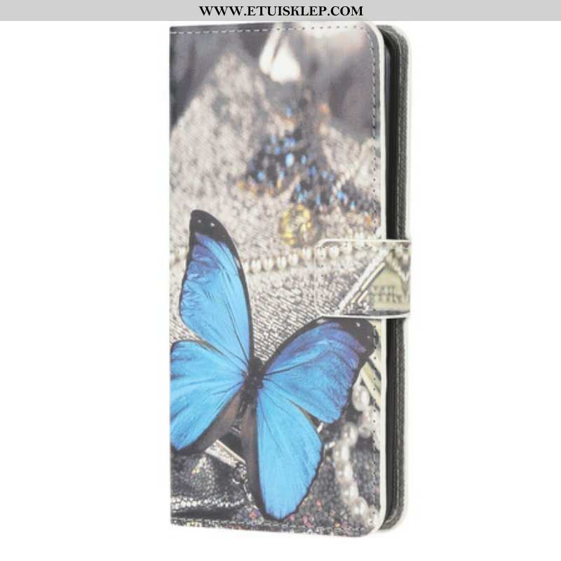 Obudowa Etui Na Telefon do Samsung Galaxy A42 5G Prestiżowy Motyl W Kolorze Niebieskim